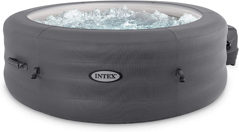 Photo 1 of *MISSING MOTOR* Intex 28481E Simple Spa 77in x 26in 4-Person Outdoor Portable Inflatable Round Heated Hot Tub Spa with 100 Bubble Jets, Filter Pump, and Cover, Black
