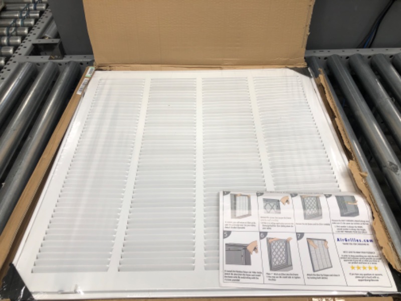 Photo 2 of 20"W x 20"H [Duct Opening Measurements] Filter Included Steel Return Air Filter Grille [Removable Door] for 1" Filters, Vent Cover Grill, White,...
