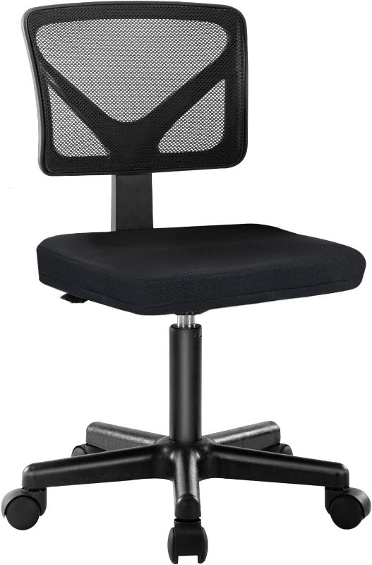 Photo 1 of Desk Chair, Swivel Computer Office Mesh Desk Chair Armless Office Chair Small Desk Chair Adjustable Black Computer Task Chair No Armrest Mid Back Home...
