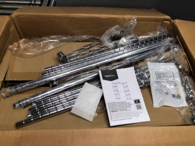 Photo 1 of AmazonBasics Expandable Metal Hanging Rack Wardrobe with Shelves, Black & 5-Shelf Adjustable, Heavy Duty Storage Shelving Unit (350 lbs per shelf),...
