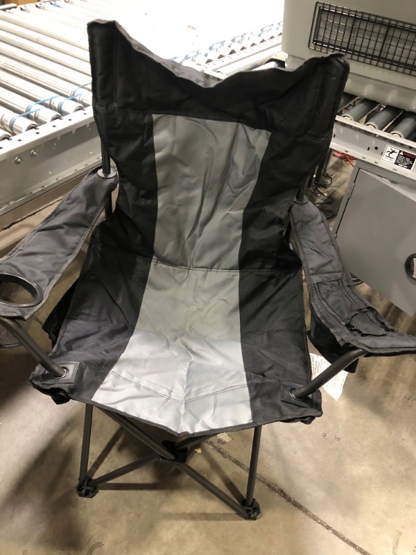 Photo 2 of  Camping Chair for Adults,Outdoor Folding Heavy Duty Lawn Chair, Oversized Padded Camp Chairs with Lumbar Back Support,Cooler Bag,Head & Side Pocket, Supports 450 LBS(Black & Grey)