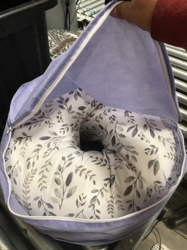 Photo 1 of Boppy Nursing Pillow and Positioner—Original | Gray Taupe Watercolor Leaves | Breastfeeding, Bottle Feeding, Baby Support | with Removable Cotton Blend Cover | Awake-Time Support
