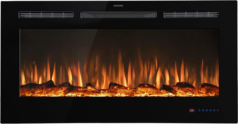 Photo 1 of  36 inch Electric Fireplace Inserts,Linear Recessed Fireplace Heater,Realistic Logset,Adjustable Brightness Flame