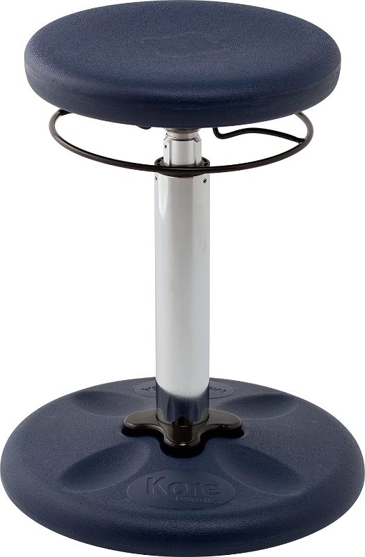 Photo 1 of Kore Adjustable Height Wobble Chair, Active Sitting for Children, Kids, Teens: Better Than a Balance Ball, Flexible Classroom Seating, Adjusts from 16.5 to 24 inches, Dark Blue
