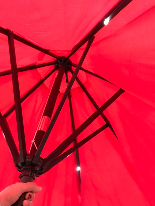 Photo 4 of 9 FT LED Red Outdoor Umbrella 