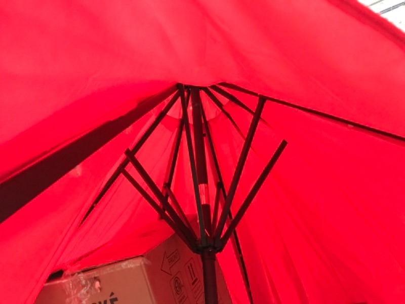 Photo 3 of 9 FT LED Red Outdoor Umbrella 