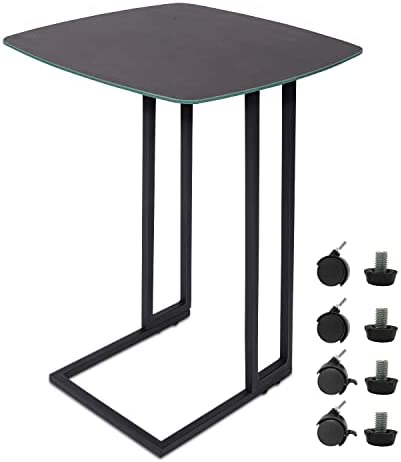 Photo 1 of **Photo Used for Reference ** MONCOT Side Table Waterproof Tabletop, Round End Table with Detachable Wheels, Rectangle TV Trays Lamp Table Metal Frame Accent Table for Couch Sofa Living Room Bedroom (Small, Clear)