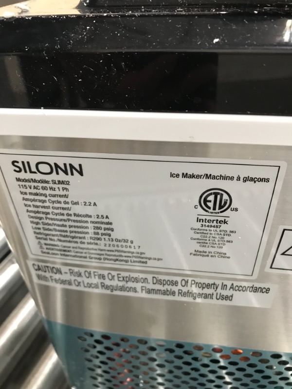 Photo 5 of Silonn Countertop Ice Maker, 45lbs Per Day, 24Pcs Ice Cubes in 13 Min, 2 Ways to Add Water, Auto Self-Cleaning, Stainless Steel Ice Machine for Home Office Bar Party
