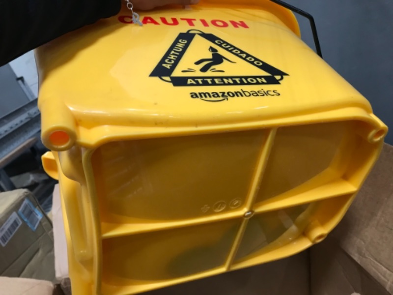 Photo 4 of Amazon Basics Side Press Wringer Combo Commercial Mop Bucket on Wheels, 35 Quart, Yellow
