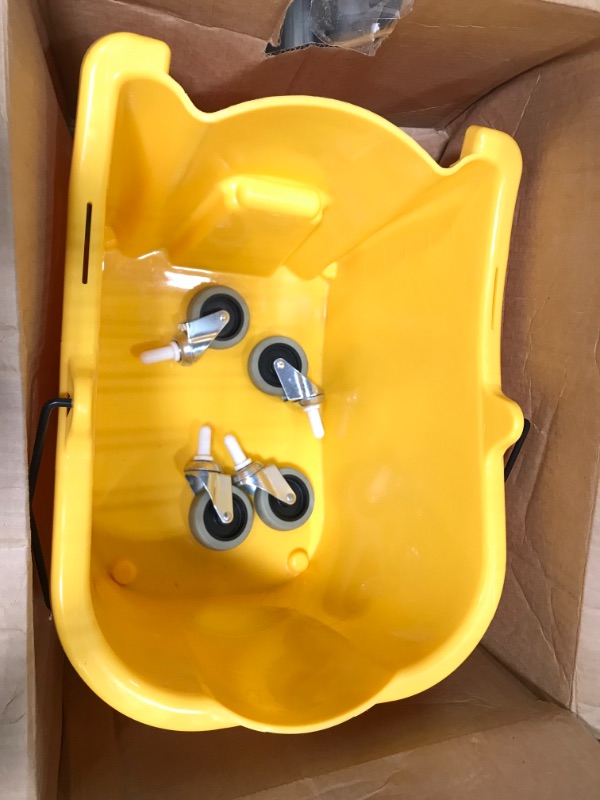 Photo 3 of Amazon Basics Side Press Wringer Combo Commercial Mop Bucket on Wheels, 35 Quart, Yellow
