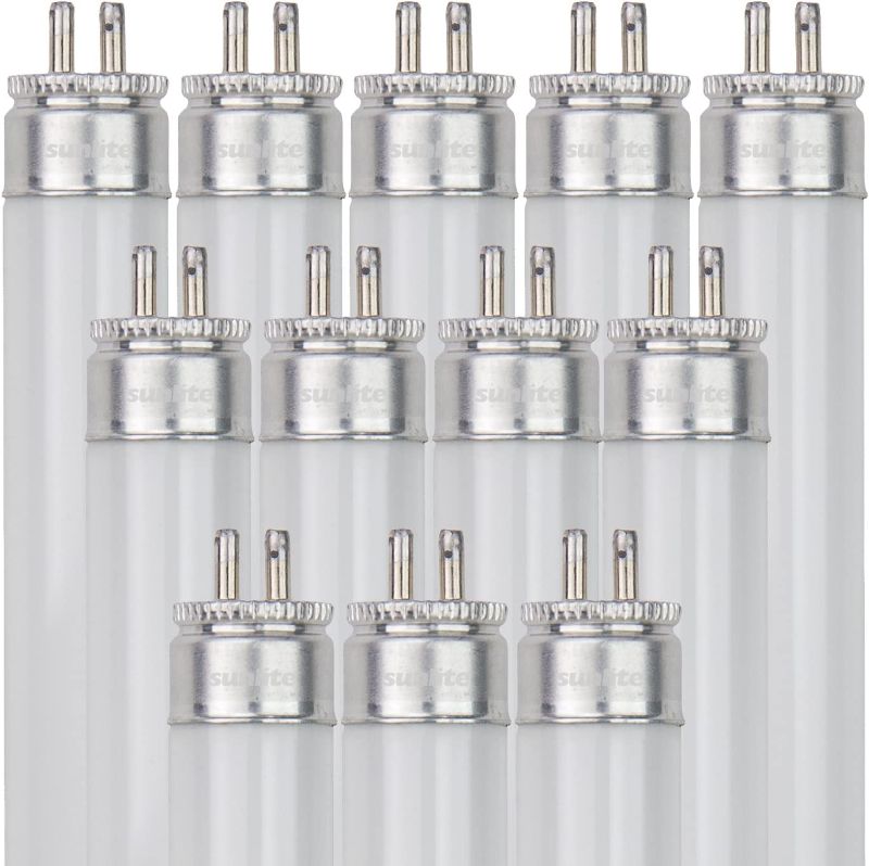 Photo 1 of Sunlite F14T5/841/12PK T5 High Performance Mini Bi-Pin (G5) Base Straight Tube Light Bulb (12 Pack), 14W/4100K, Cool White
