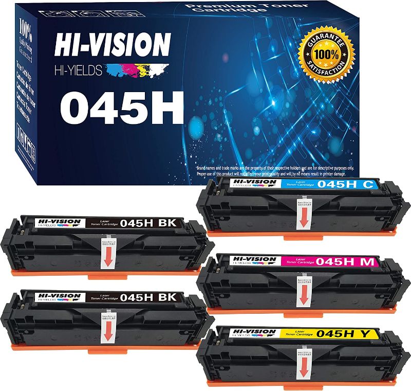 Photo 1 of **missing pne unit**4 out of 5** 5-Pack HI-Vision Compatible 045 CRG-045H CRG-045 045H Toner Cartridge Replacement for Color ImageCLASS MF634Cdw MF632Cdw LBP612Cdw MF634 MF632 Printer (2BK/C/M/Y)
