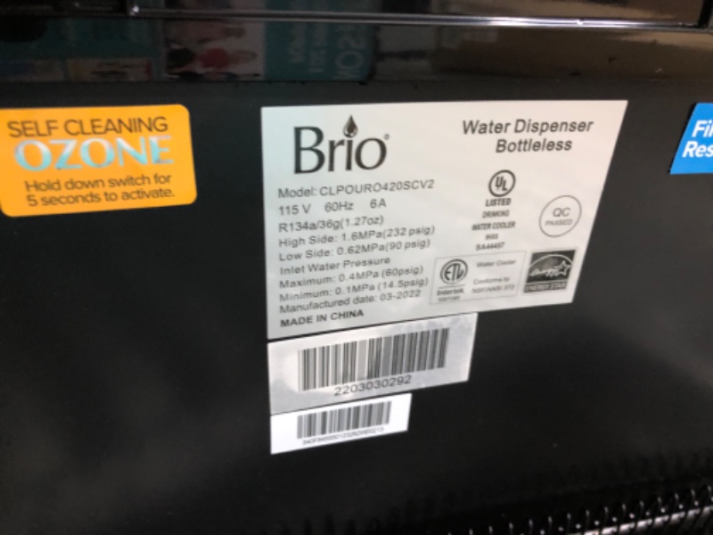 Photo 5 of **DAMAGED BOTTOM DOOR** Brio Comm Grade Bottleless Reverse Osmosis Water Filter Dispenser with 3 Temp Settings Point of Use