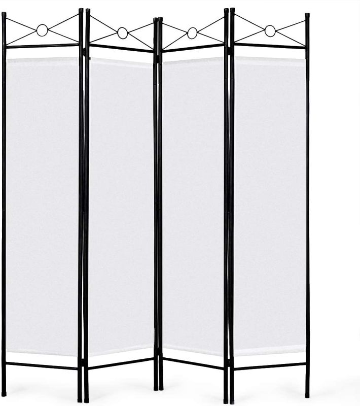 Photo 1 of  4 Panel 6 Ft Room Divider, Folding Privacy Screen for Room Separation, Portable Freestanding Room Dividers Screen for Home Office Dorm, White