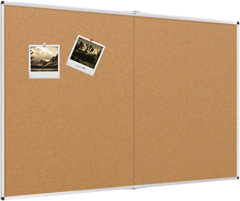 Photo 1 of VIZ-PRO Large Cork Bulletin Board/Foldable Noticeboard, 48 X 48 Inches, Silver Aluminium Frame
