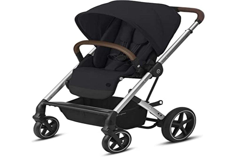 Photo 1 of Cybex Balios S Lux Stroller FrontFacing or ParentFacing Seat Positions OneHand Fold Multiposition Recline Adjustable Leatherette Handlebar Infant Stroller for 6 Months+, Deep Black
