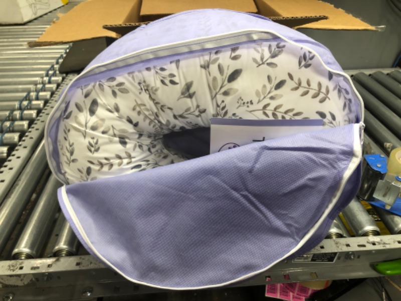 Photo 2 of Boppy Nursing Pillow and Positioner—Original | Gray Taupe Watercolor Leaves | Breastfeeding, Bottle Feeding, Baby Support | with Removable Cotton Blend Cover | Awake-Time Support
