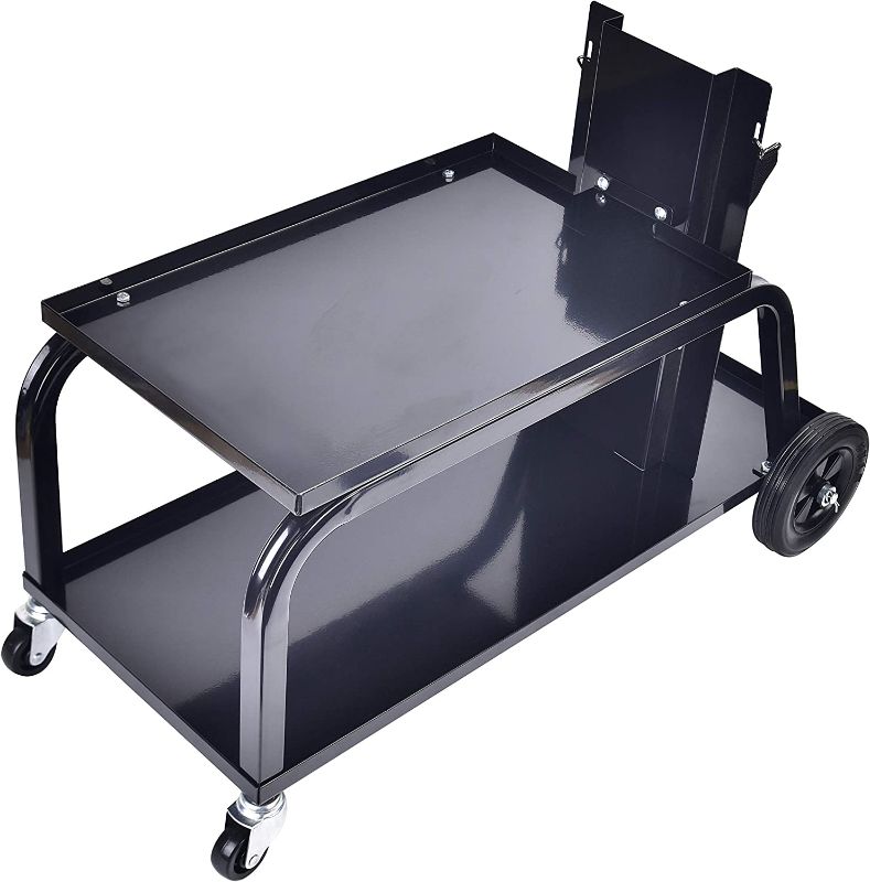 Photo 1 of Aain Universal MIG Welding Cart, Rolling Welding Cart with Wheels for TIG MIG Welder, 110Lbs Capacity, Black
