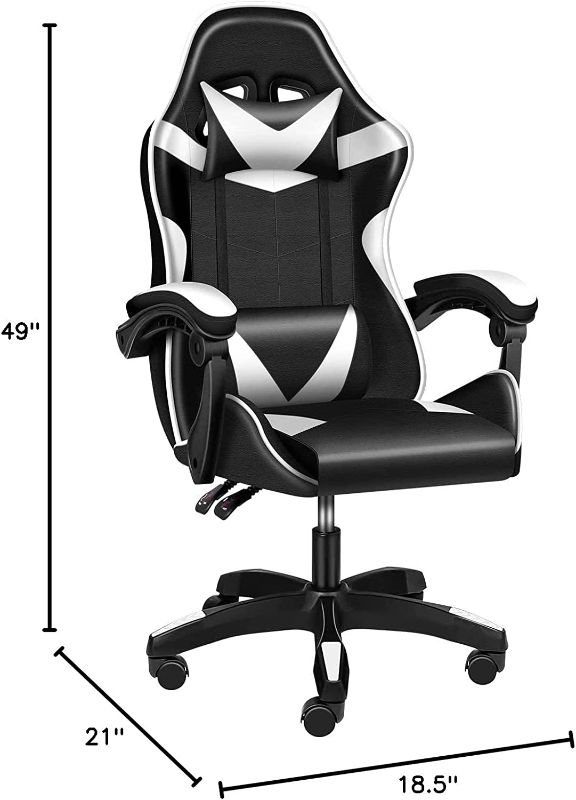 Photo 1 of YSSOA Backrest and Seat Height Adjustable Swivel Recliner Racing Office Computer Ergonomic Video Game Chair, Without footrest, Black/White
