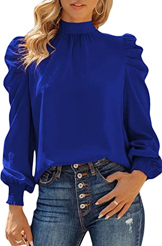 Photo 1 of Dokotoo Womens 2022 Long Sleeve High Neck Puff Long Sleeve Casual Loose Shirts Tops and Blouses
