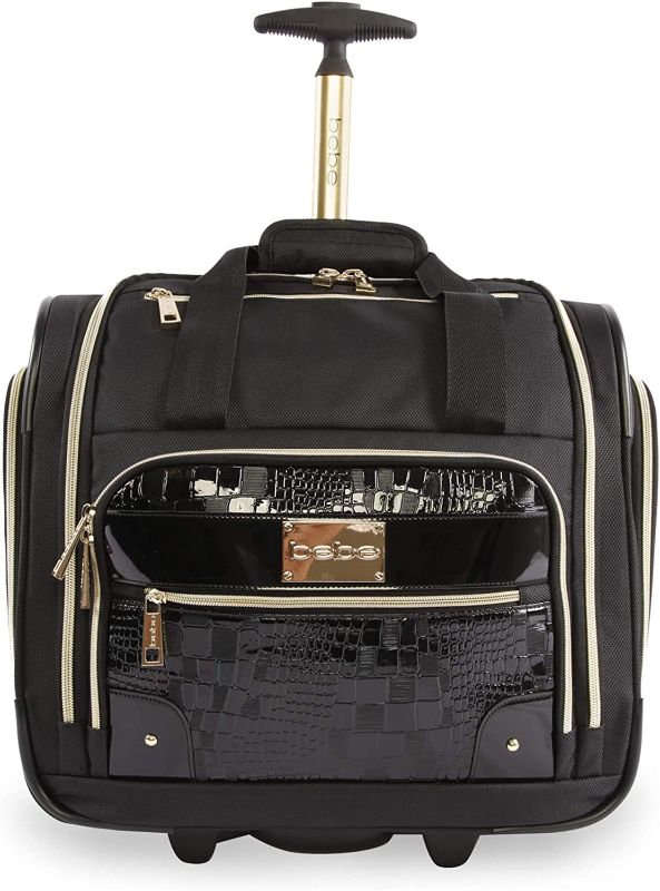 Photo 1 of BEBE Women's Danielle-Wheeled Under The Seat Carry On Bag, Black Croc, One Size