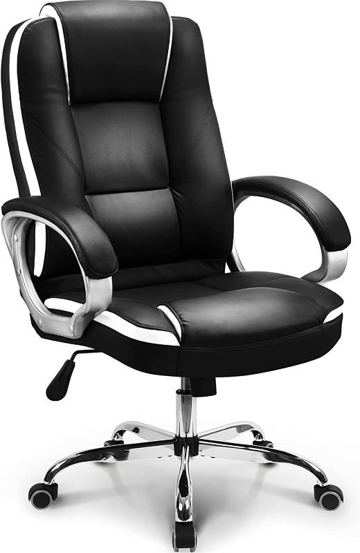 Photo 1 of Office Chair Computer Desk Chair Gaming - Ergonomic High Back Cushion Lumbar Support with Wheels Comfortable Black Leather Racing Seat Adjustable Swivel Rolling Home Executive