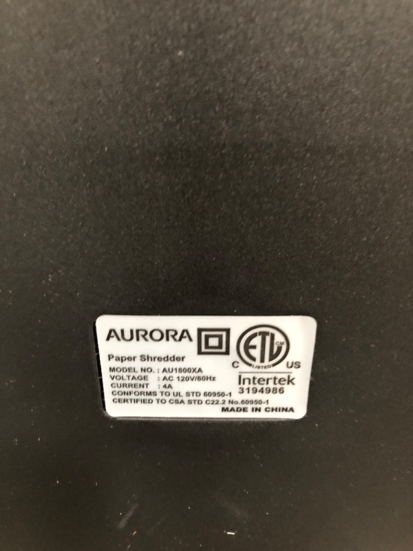 Photo 4 of Aurora Au1800xa Anti-Jam 18-Sheet Crosscut Paper/CD and Credit Card Shredder/ 6-Gallon Pullout Basket 30 Minutes Continuous