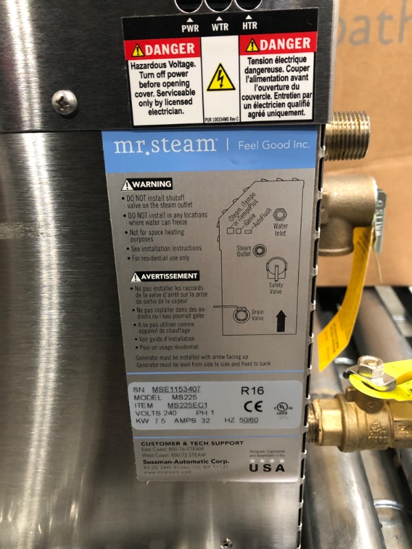 Photo 6 of ***PARTS ONLY*** Mr Steam MS225EC1 Steam Generator - Standard Steam 240V/1PH
