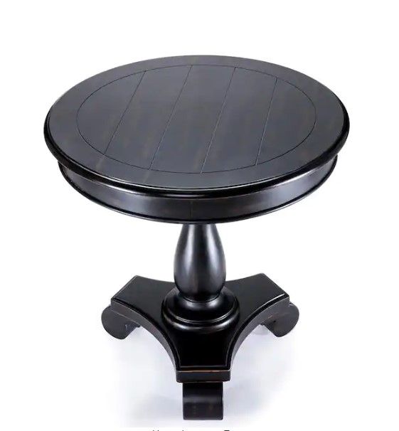 Photo 1 of 26 in. Round End Table for Living Room and Bed Room, Wood Pedestal Side Table in Black
