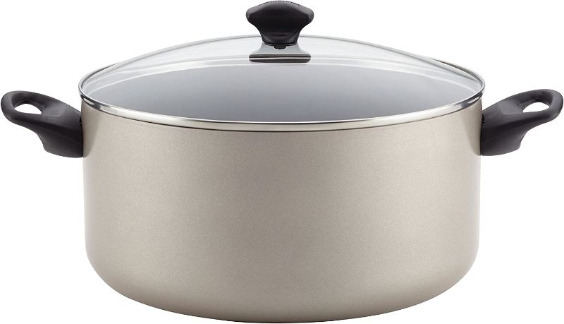 Photo 1 of Aluminum Nonstick Covered Stockpot, 10.5-Quart, Champagne Silver