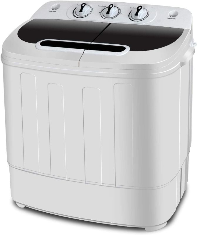 Photo 1 of ***PARTS ONLY*** SUPER DEAL Compact Mini Twin Tub Washing Machine, Portable Laundry Washer w/Wash and Spin Cycle Combo, Built-in Gravity Drain, 13lbs Capacity for Camping, Apartments, Dorms, College Rooms, RV’s and more
