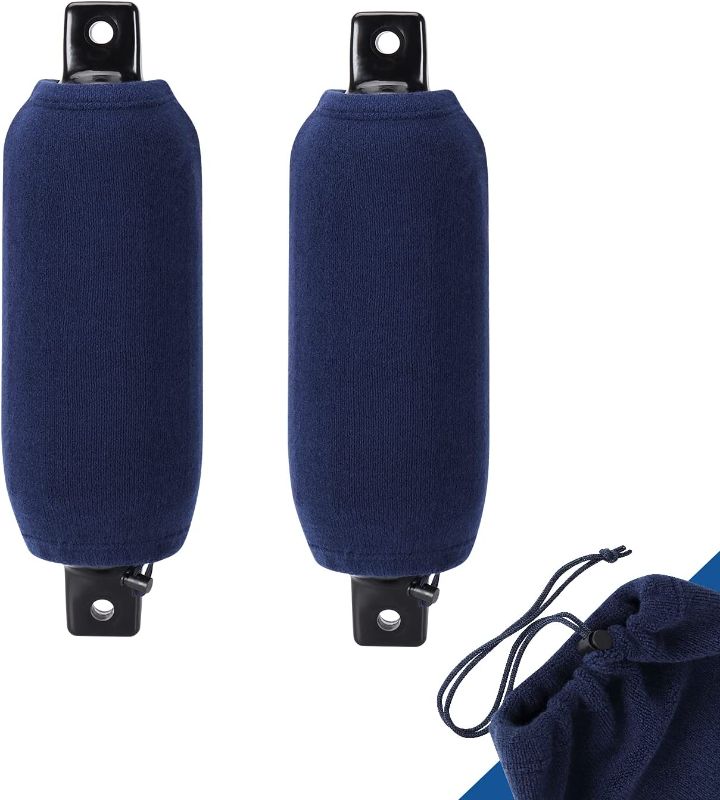 View 1 of Affordura Boat Fender Covers for Boats 2 and 4 Packs (8.5'' x 16'', 10'' x 22'') Navy Blue Marine Bumper Covers, Fleece Boat Fender Covers, Great for 6.5 or 8.5 inch Boat Fenders