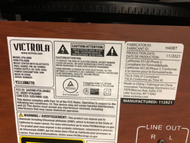 Photo 3 of *NONFUNCTIONAL* Victrola 8-in-1 Bluetooth Record Player & Multimedia Center, Built-in Stereo Speakers - Turntable, Wireless Music Streaming, Real Wood | Mahogany Mahogany Entertainment Center