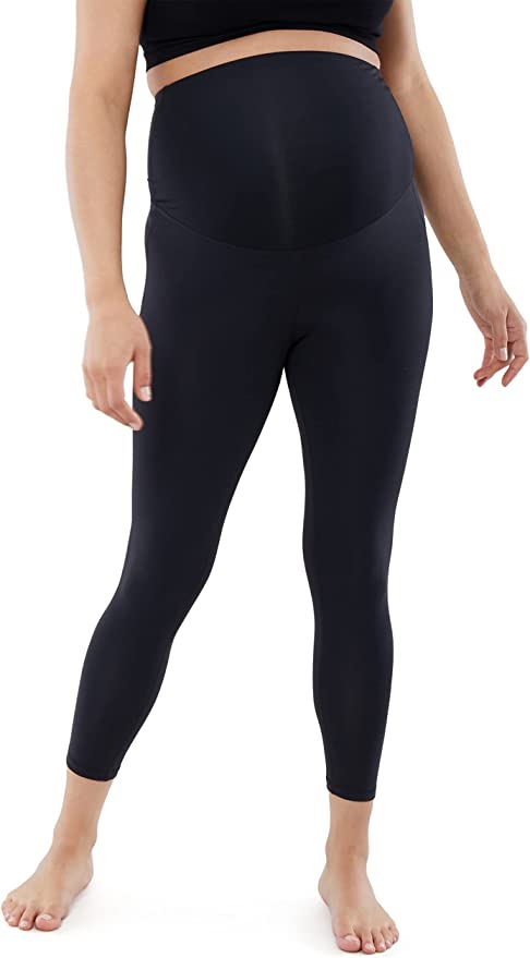 Photo 1 of Ingrid & Isabel Basics 7/8 Active Maternity Legging with Crossover Panel, Belly Support, Black