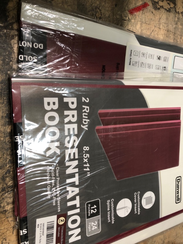 Photo 2 of 2 PACK Dunwell Binders with Plastic Sleeves 12-Pocket - (2 Pack, Ruby) Presentation Books 8.5x11, Portfolio Folders with 8.5 x 11 Sheet Protectors, Each Displays 24 Pages Letter Size Documents, Certificates 2 pack Ruby