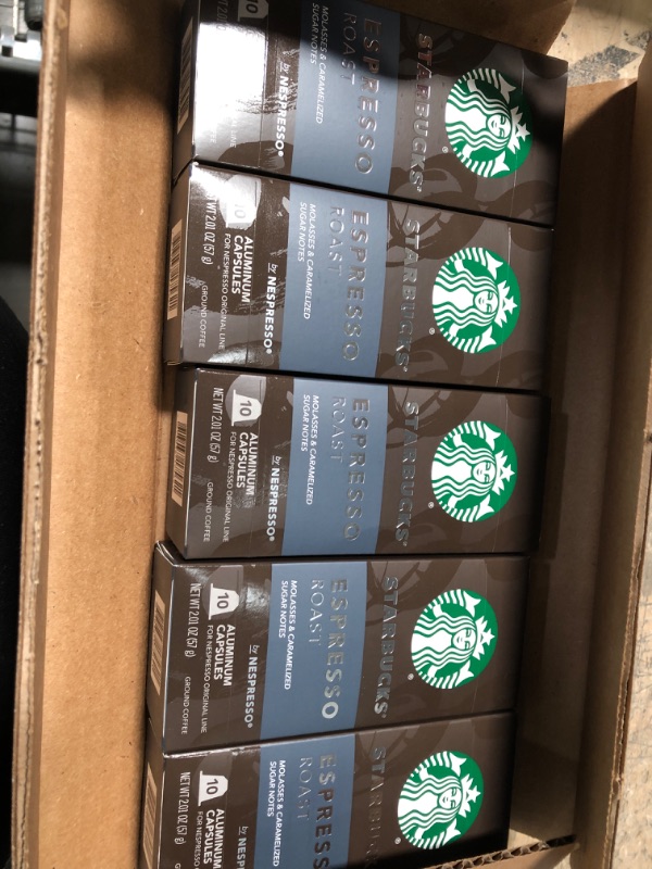 Photo 2 of Starbucks by Nespresso Dark Roast Espresso (50-count single serve capsules, compatible with Nespresso Original Line System) Espresso Dark Roast 10 Count (Pack of 5) bbd :  01/25/2023