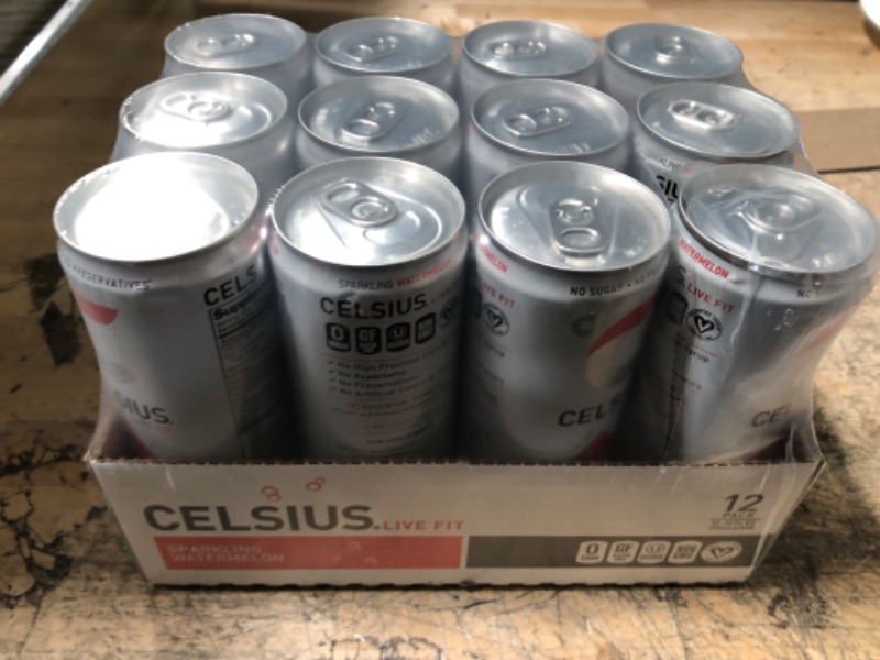 Photo 2 of ***EXPIRED BBD  : 12/22***
CELSIUS Sparkling Watermelon, Functional Essential Energy Drink 12 Fl Oz (Pack of 12) Sparkling Watermelon 12 Fl Oz (Pack of 12) 