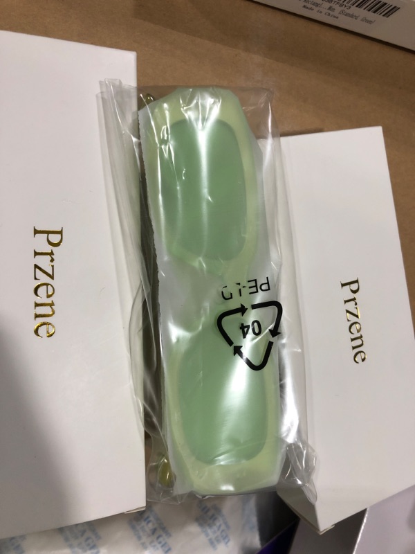 Photo 2 of 3-Przene Retro Rectangle Sunglasses Vintage Small Sun Glasses UV Protection for Women Men Green