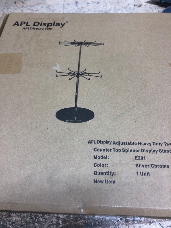 Photo 2 of APL Display-Display Rack 2 Tier Counter Display Stands,Height Adjustable Metal Rotation Spinner Rack for Mall,Exhibition and Retail Store(Silver)