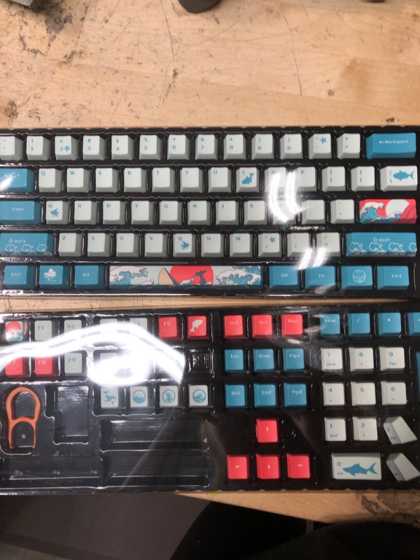 Photo 2 of Keycaps PBT Dye Sublimation Upgrade 108 Keycap Set OEM Profile Keycaps Keyset with Puller for Cherry Mx Gateron Kailh Switch Mechanical Keyboard (Coral Sea)