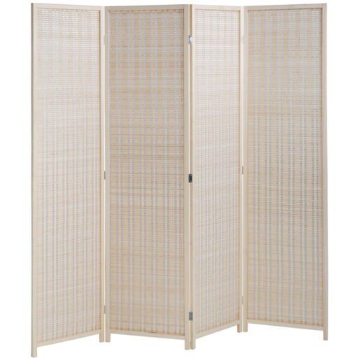 Photo 1 of (DAMAGED FRONT PANEL) Bamboo Room Divider Folding Privacy Screen 4 Panel 72 Inches High 17.7 Inches Wide Room Divider for Living Room Bedroom Study, Natural
