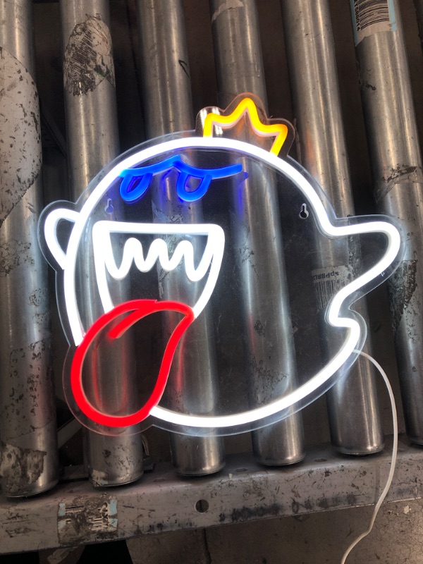 Photo 2 of Neon Sign King Boo The Ghost Face LED Neon Light Mario Lamp Acrylic Sign for Game Room