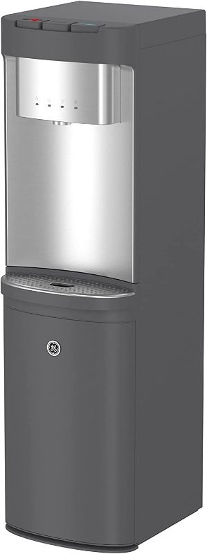 Photo 1 of GE Bottom-Loading Tri-Temperature Water Dispenser | 5 Gallon Water Cooler for Home or Office | 3 Temperature Settings | Taller 13" Dispenser Height | No Lift Bottom Loading | LED Light | Charcoal
