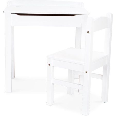 Photo 1 of >CRACKED DESK<   Wooden Lift-top Desk & Chair White Playroom Furniture
