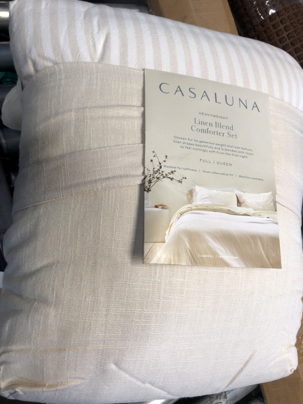 Photo 2 of Heavyweight Linen Blend Stripe Comforter & Sham Set - Casaluna™ -  full / queen 