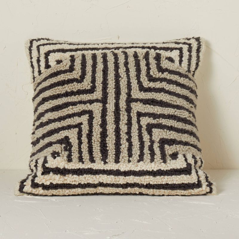 Photo 1 of Maze Pattern Loop Tufted Square Throw Pillow Black/Cream - Opalhouse™ Designed with Jungalow™
