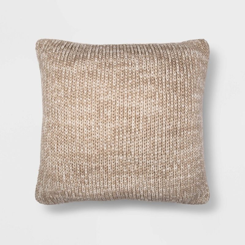 Photo 1 of 24x24 Oversize Marled Knit Square Throw Pillow - Threshold™
