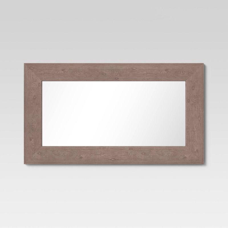 Photo 1 of 20" X 36" Wide Wood Wall Mirror Brown - Threshold™
