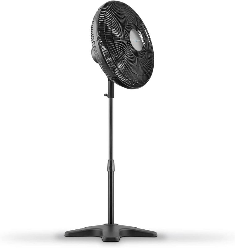 Photo 1 of Air Monster 16" Stand Fan with Plastic Grill, Oscillating Pedestal Fan, 3 Speed, Adjustable Height and Angle, Indoor Home and Office use, Black Stand Up Fan
