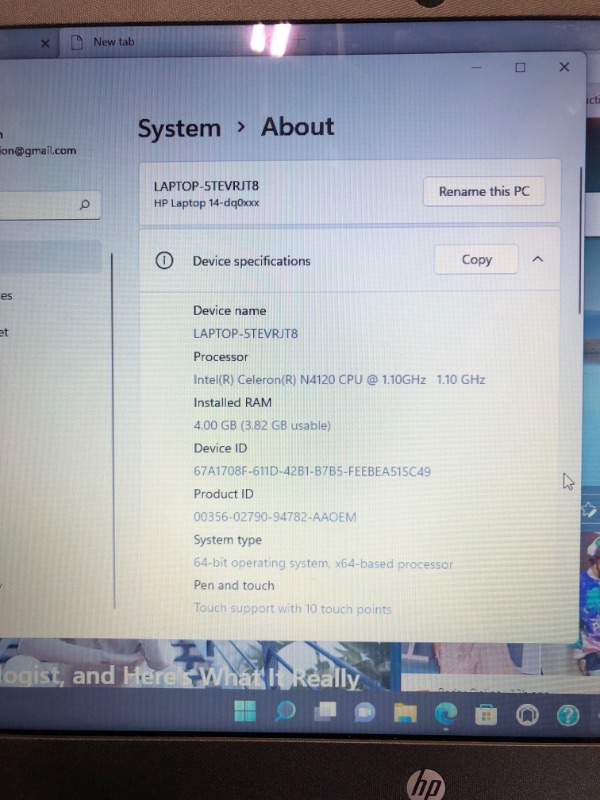Photo 5 of HP 14 Laptop, Intel Celeron N4020, 4 GB RAM, 64 GB Storage, 14-inch HD Touchscreen, Windows 10 Home, Thin & Portable, 4K Graphics, One Year of Microsoft 365 (14-dq0050nr, 2021, Indigo Blue)
